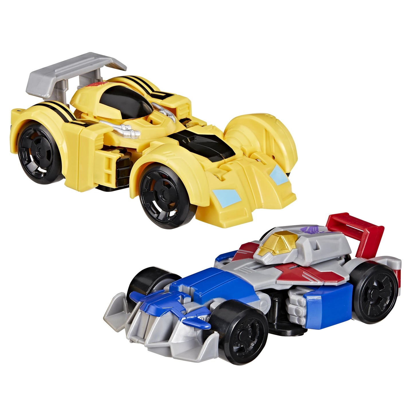 TRANSFORMERS Bumblebee and Starscream Bot Racers  Easy to Change from Robot Toys to Car Toys  Action Figures for Boys and Girls 3+