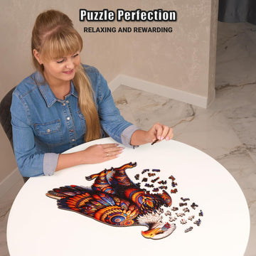 Vivid Eagle Odyssey - 350 Piece Wooden Puzzles for mature-themeds - 17.3 x 16.7 in - Extra-Thick 5 mm Wood Puzzle  Hand-Shaped Pieces  Iconic Bird Mosaic Design - enhanced Gift for Puzzle Lovers by LEOGOR