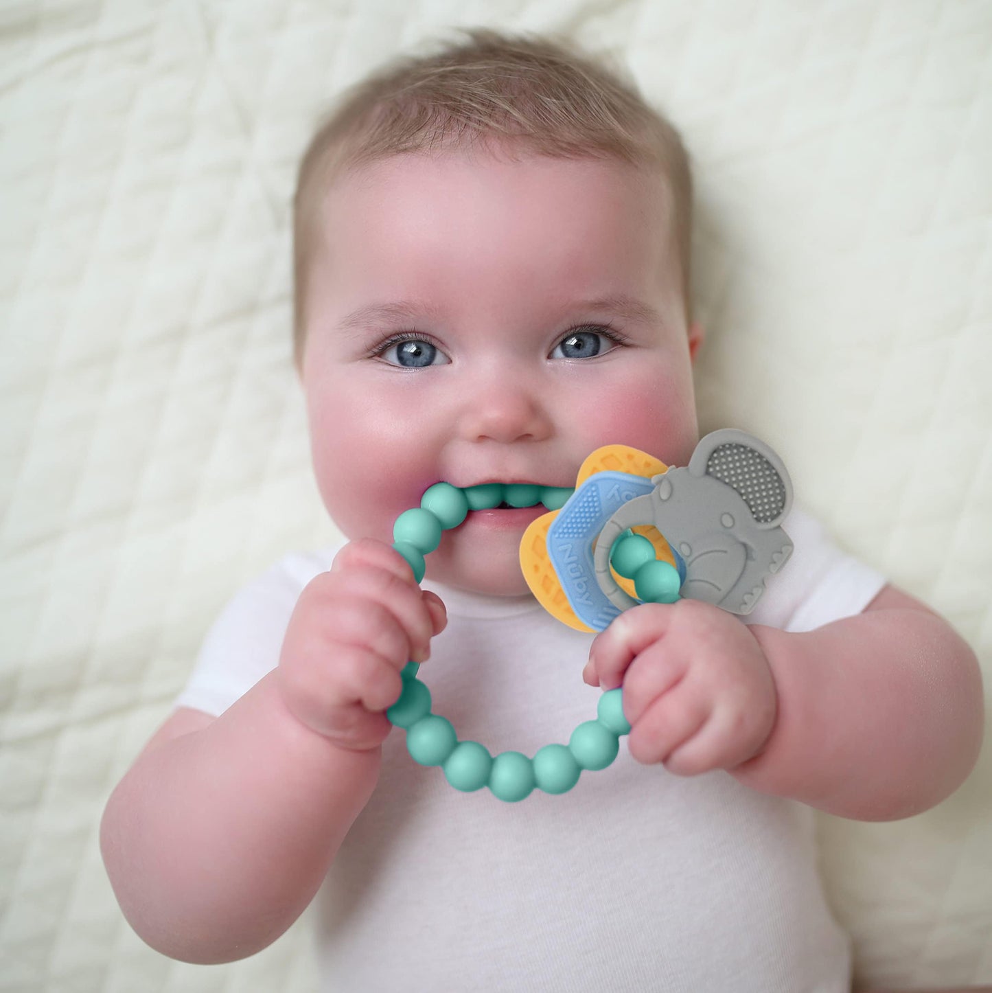 Nuby Chewy Charms Key Silicone Teether, Neutral, 1 Count (Pack Of 1)