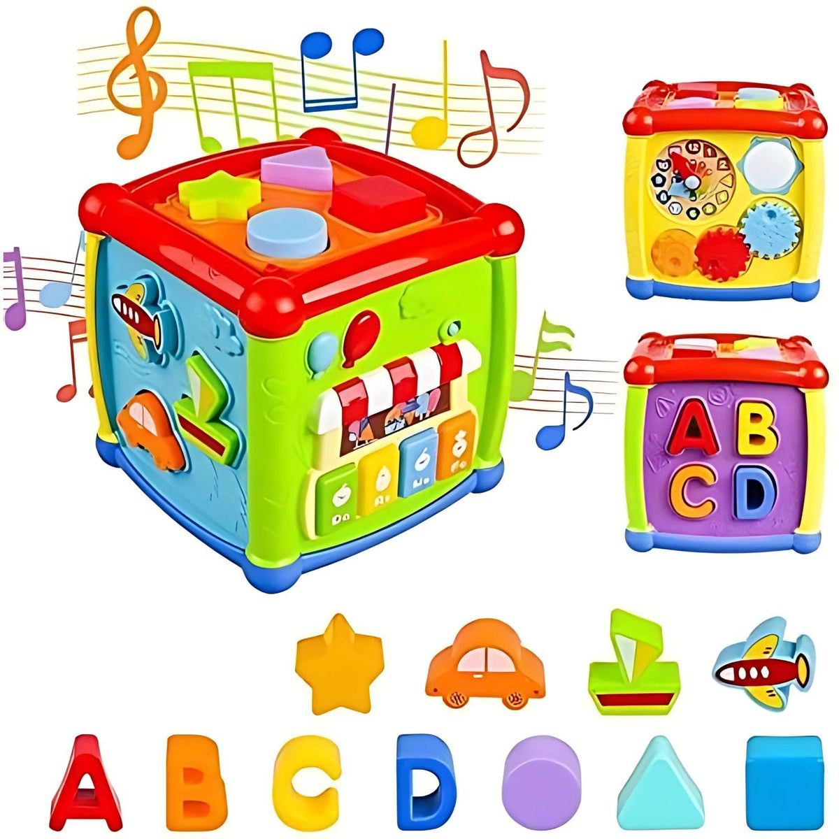 Crackles Early Age 6 In 1 Learning Cube Educational & Learning Activity Toy Including Blocks, Clock, AlphabetsTree,Transportati