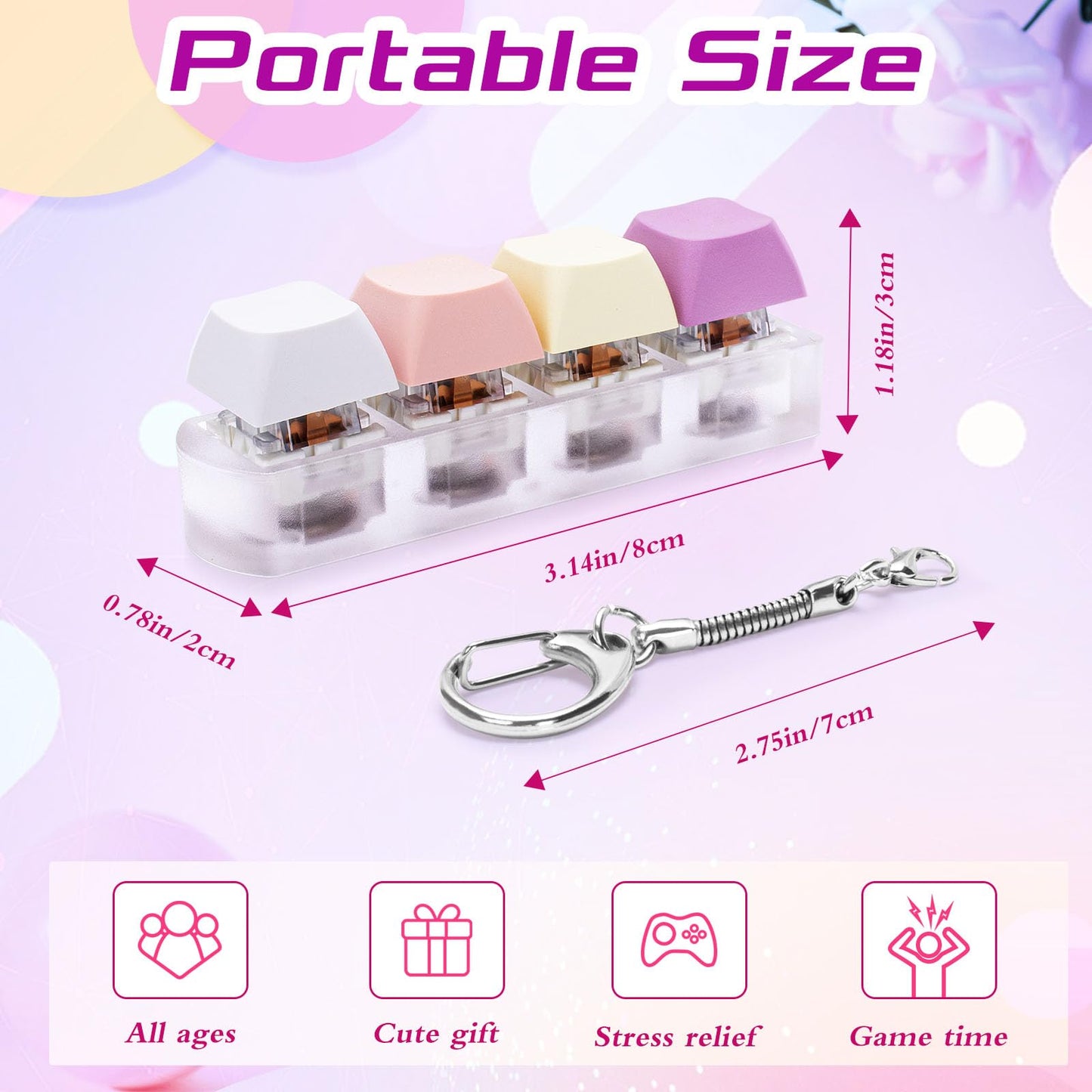 Homqyte Keyboard Fidget Toys Adults Fidget Keyboard Clicker With Led Light Keychain Sensory Toys For Anxiety Stress Relief (Maca