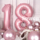 Suwen 40 Inch Pink Large 18 Number Balloons Big Foil Helium Number Balloons 0-9 Jumbo Happy 18Th Mylar Birthday Party Decoration