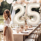 Suwen 40 Inch Large Cream White 25 Balloon Numbers Big Foil Helium Number Balloons 0-9 Jumbo Happy 25Th Mylar Birthday Party Dec