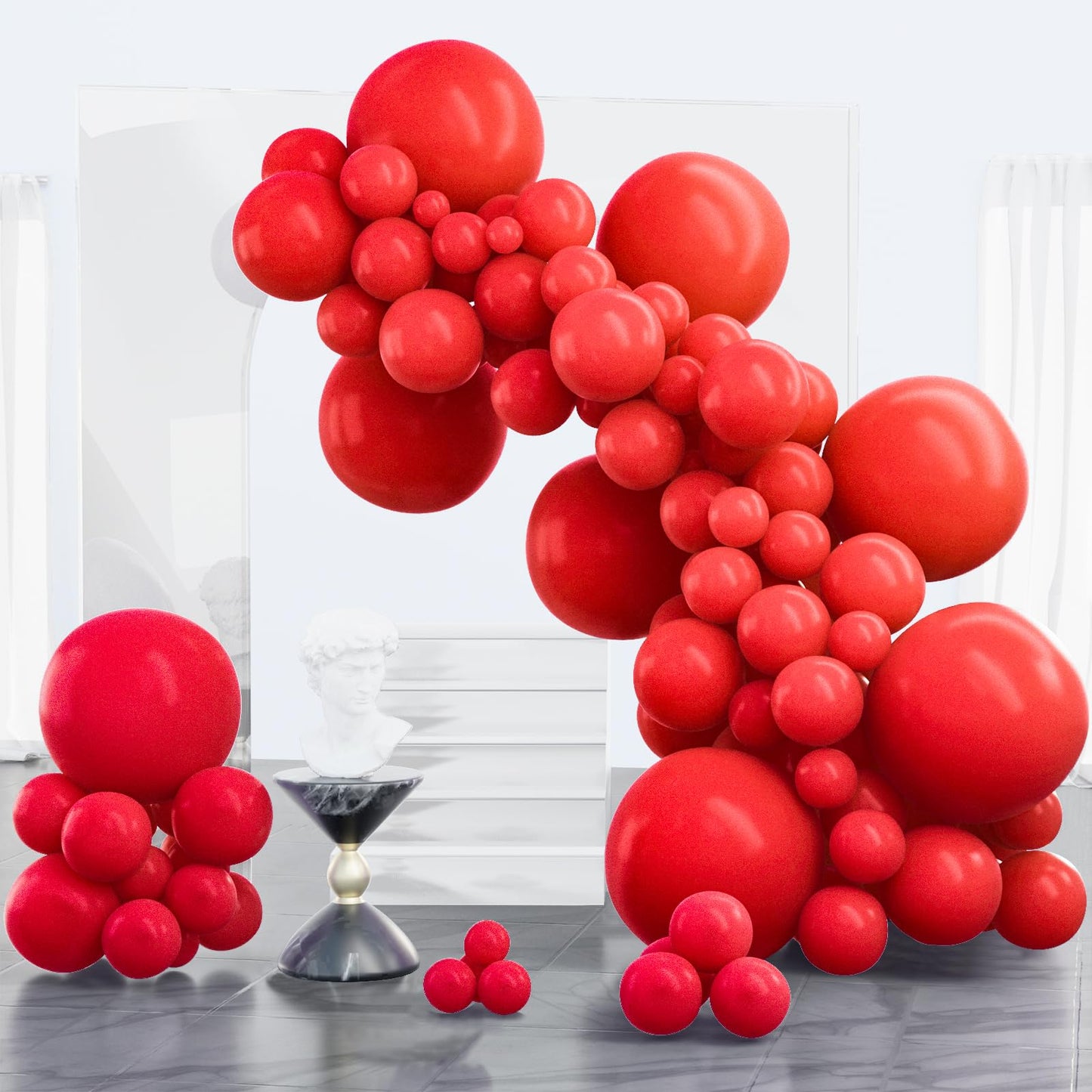 Partywoo Red Balloons 100 Pcs Red Balloons Different Sizes Pack Of 18 12 10 5 Inch Matte Red Balloon Arch Kit Red Balloon Garland For Valentine'S Day Graduation Christmas Party Decorations Red-Y57