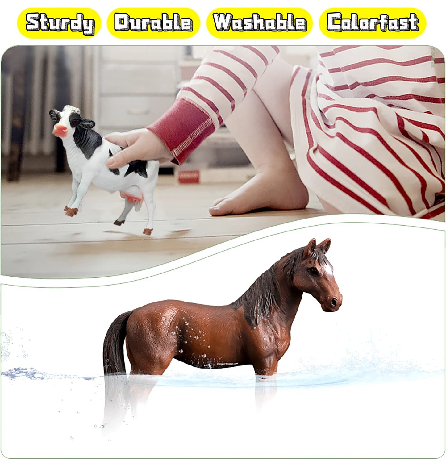 KECIABO Farm Animal Figurines Set, 8 Pcs Realistic Plastic Toys, Educational Multicolor Playset for Kids and Toddlers