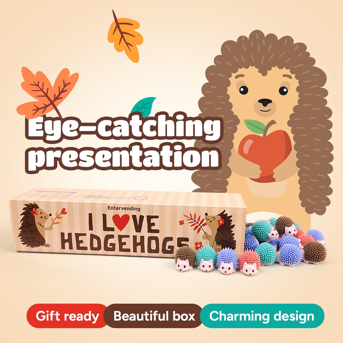 Entervending Hedgehog Toy Figurines - Wild Life Animal Figures in Gift Box - 30 Pcs - Figurines Party Favors for Kids - Cake Top