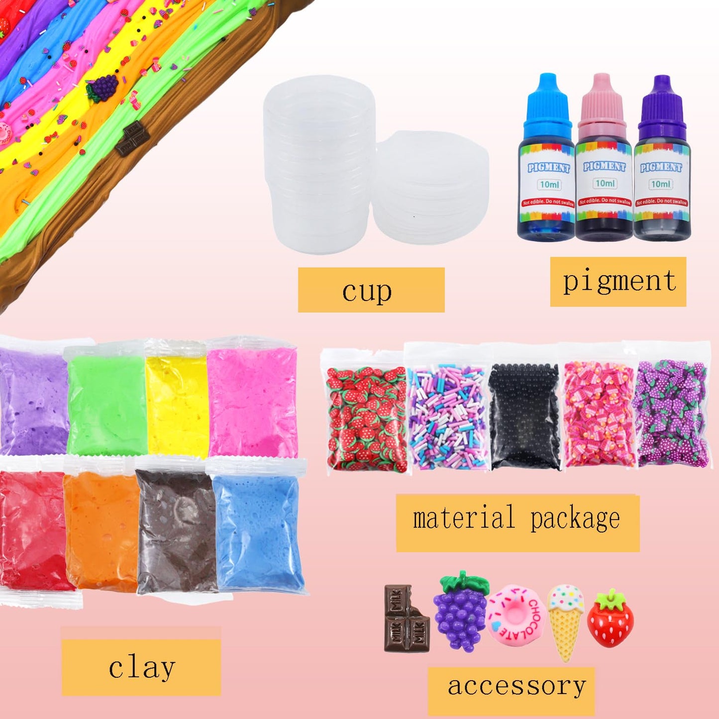 Elover Clear Slime Making Kits With Premade Slime For Kids Diy With 35 Sets Add-Ins Jumbo Kit For 6-12 Years Old Girls Boys Present Party Favors (Milky White Slime Bucket)