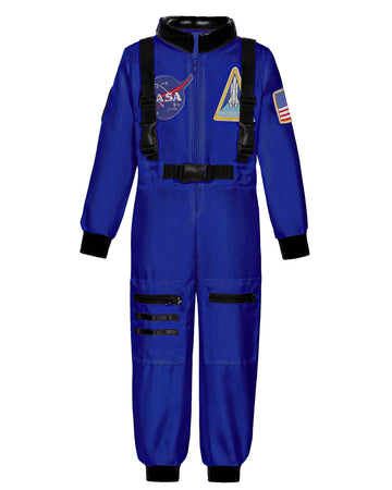 Costumerry Astronaut Costume For Kids Nasa Space Pilot Toddler Boys Birthday Halloween Costumes (Blue, 3-4 Years)