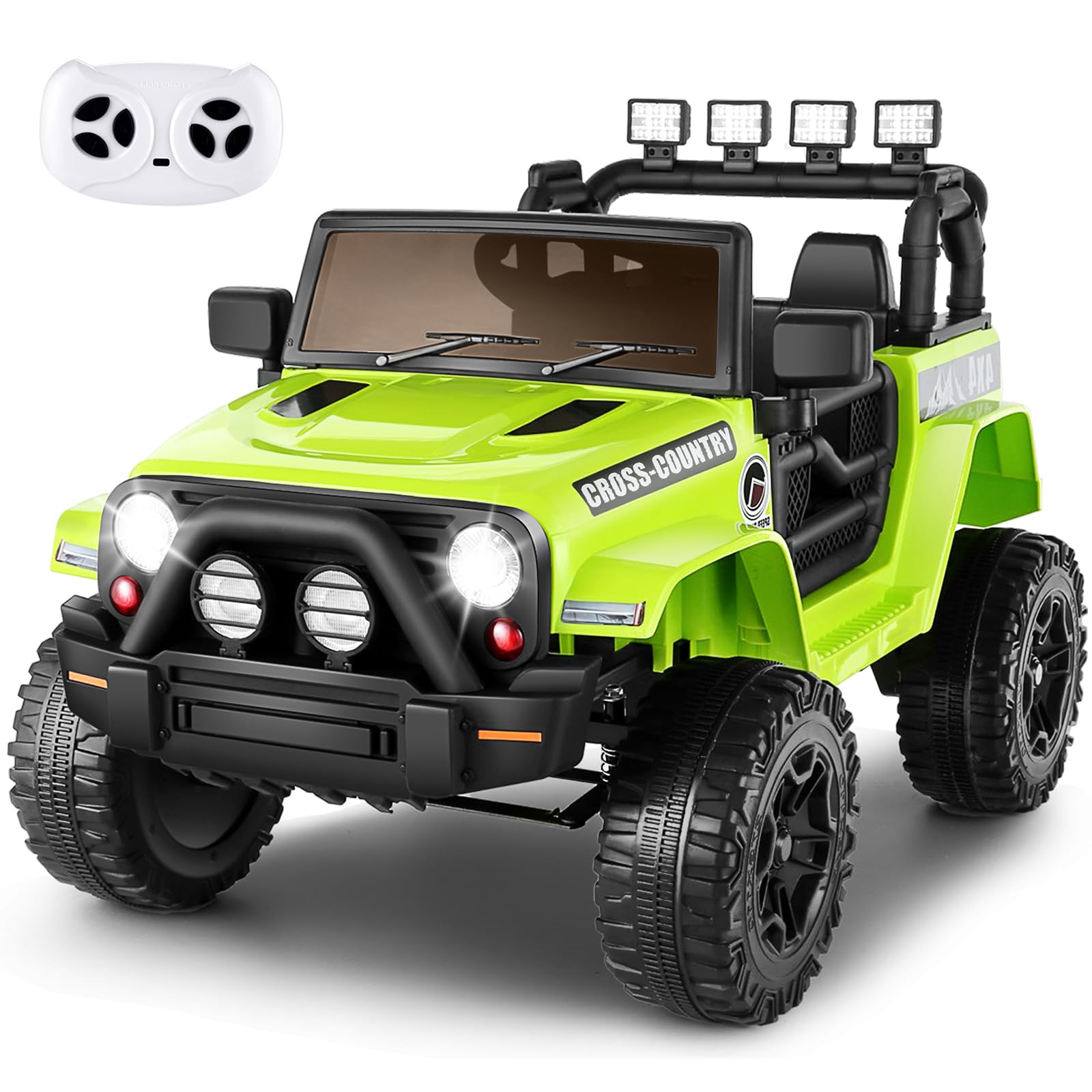 Hikole Electric Ride On Truck For Kids, 12V Battery Powered Car W/Parent Remote Control, Music, Windshield, Spring Suspension, 3