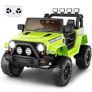 Hikole Electric Ride On Truck For Kids, 12V Battery Powered Car W/Parent Remote Control, Music, Windshield, Spring Suspension, 3