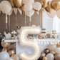 Suwen 40 Inch Cream White Large 5 Number Balloons Big Foil Helium Number Balloons 0-9 Jumbo Happy 5Th Mylar Birthday Party Decor