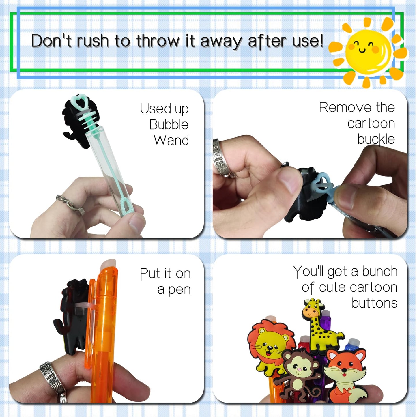 24 Piece Jungle Animals Toys Bubble Wand For Kids(6 Style),Cute Bubble Wand Great For Forest Animals Crazy Theme Party Favors,Pinata Suffer,Animals Party Goodie Bags Filler,School Classroom Prizes