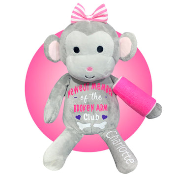 Broken Arm Gifts for Kids - 13'' Personalized Superhero Monkey for Broken Leg Injury - Best Gifts for A Kid With A Broken Arm Le