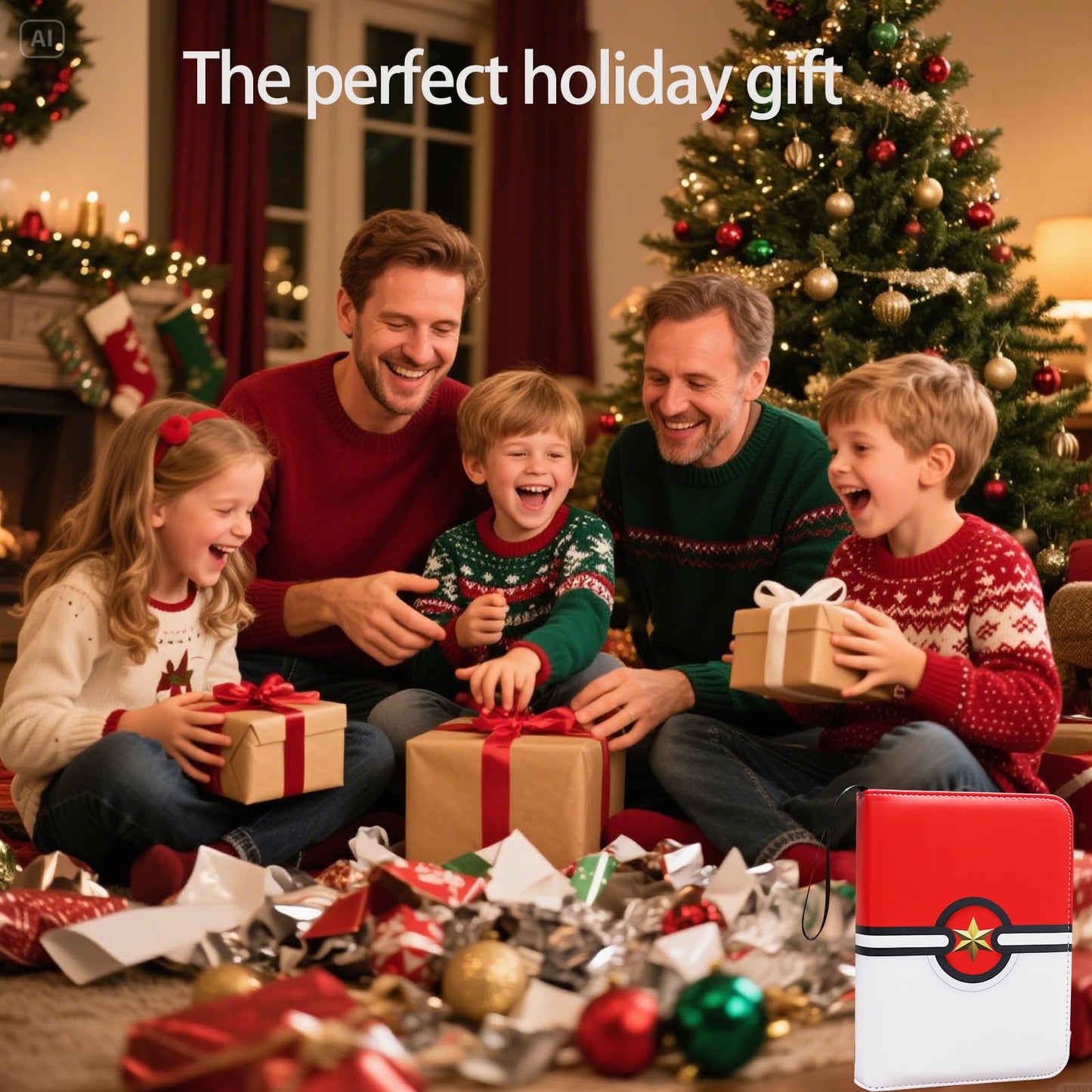 Fweel Trading Card Binder 4-Pocket Zipper Album with 400 Pockets | Archival-Grade Card Organizer for Collectors | enhanced Storage with Reinforced Sleeves | Red & White