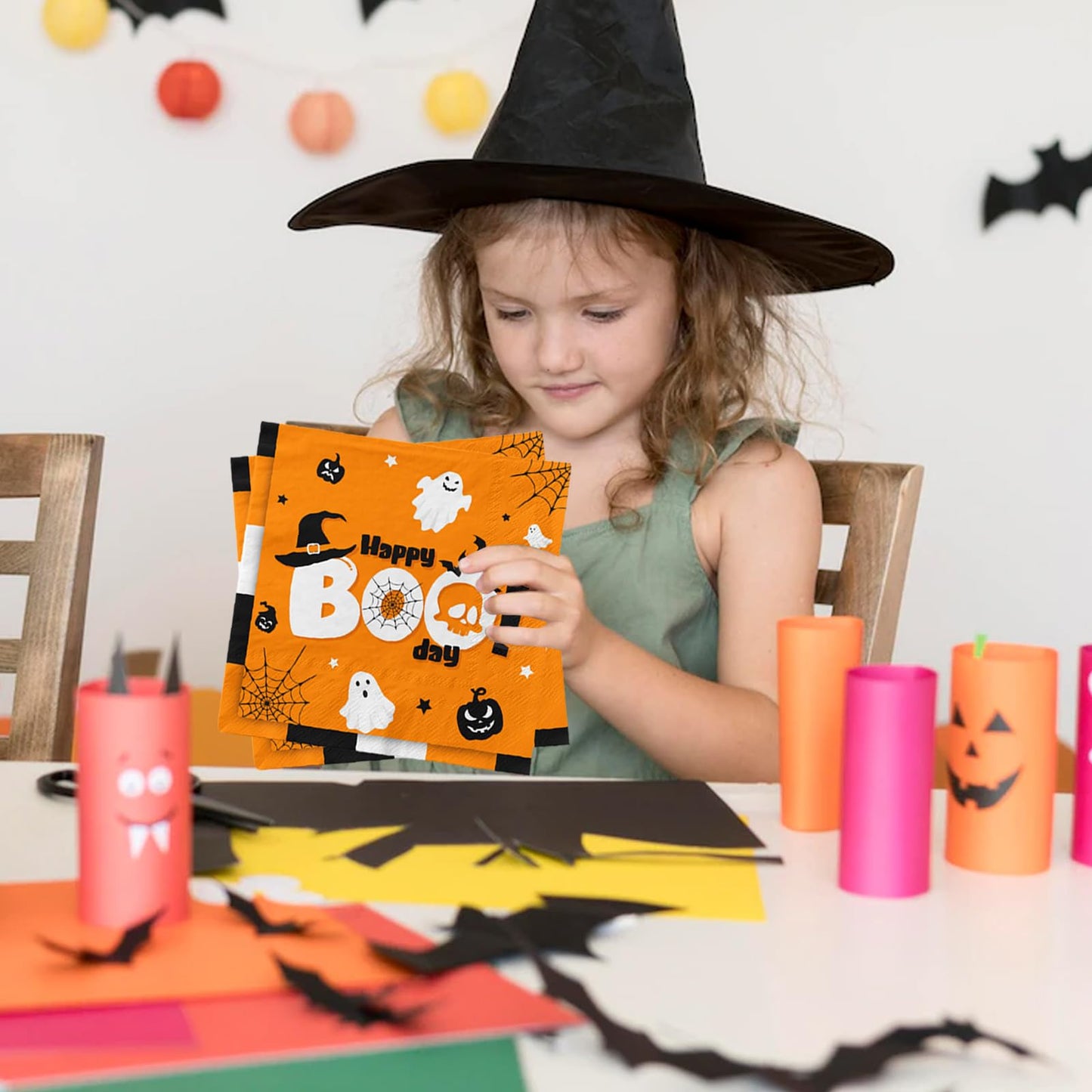 Boo Day Party Decorations,40Pcs Halloween Party Boo Day Napkins Ghost Birthday Party Napkins For Halloween Birthday Baby Shower