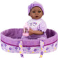 Aori Black Lifelike Reborn Baby Dolls -18 Inch Black American Realistic Newborn Girl Doll, Real Life Soft Vinly Limbs And Cloth Body Girl Doll And Bassinet Set