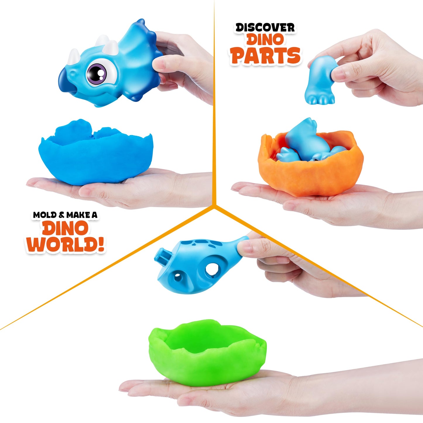 ZURU SMASHERS Junior Dino Dig Small Egg - Triceratops - 12+ Surprises - Plastic Preschool Toys - Model 74116B - Ages 3+
