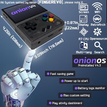 Miyoo Mini Plus Onionos Handheld Game Console 3.5-Inch 640*480 Screen 3000Mah Miyoo-Mini+ With Portable Case Transparent Black