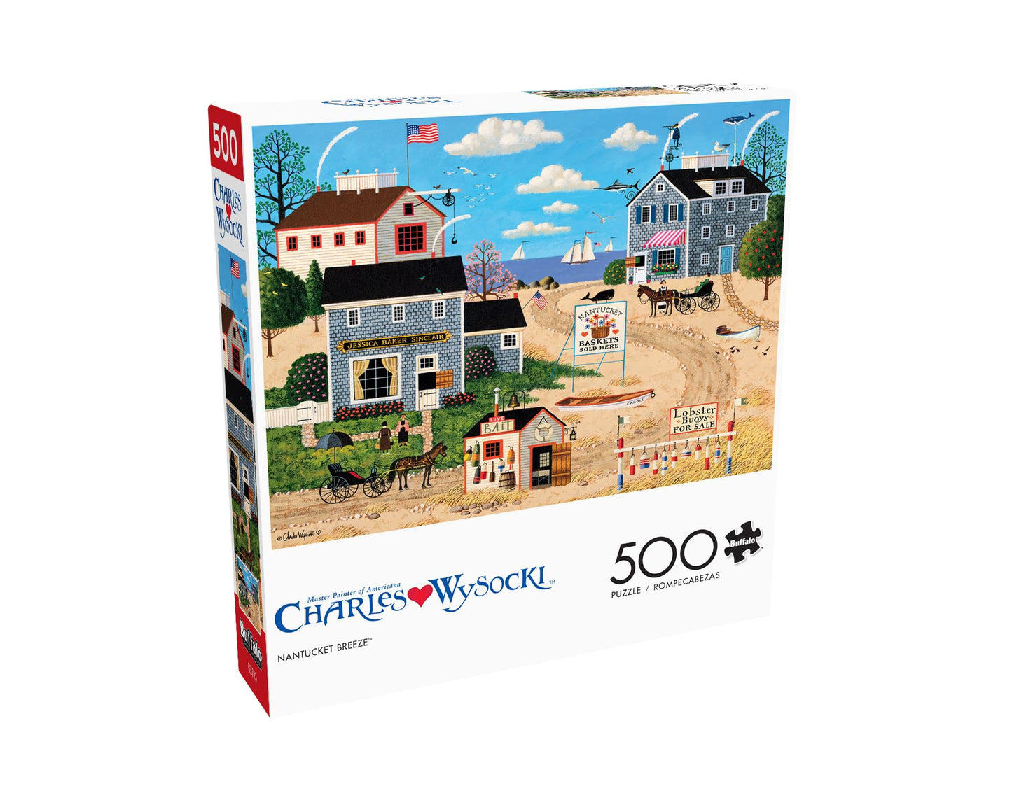 Buffalo Games 500 Piece Jigsaw Puzzle - Nantucket Breeze, Paper, Blue/White, 21.25 x 15.00 - Perfect for Game Nights