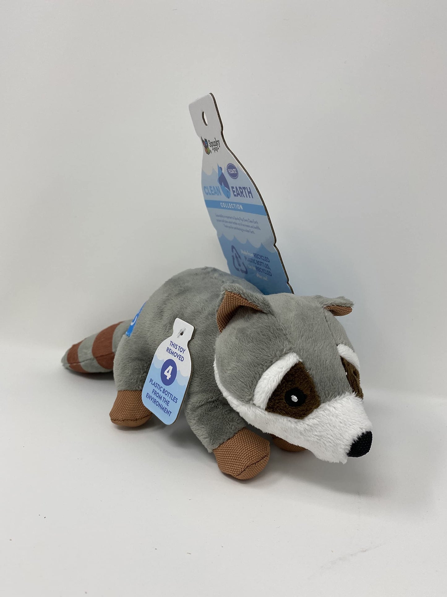 Spunky Pup Clean Earth Plush Raccoon | Made From 100% Recycled Water Bottles | Small,Gray,7261