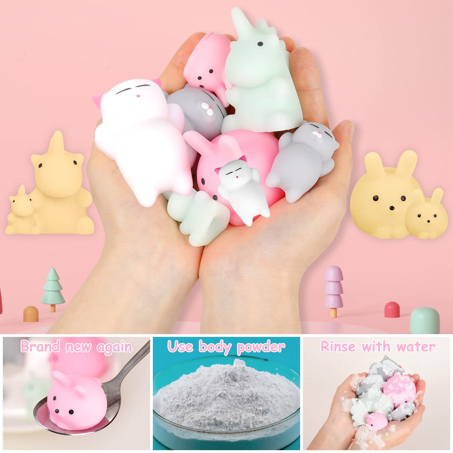 Squishies Mochi Squishy Toy, 12Pcs Jumbo & Mini,Party Favors For Kids Stress Reliever Anxiety Toys,Mini Kawaii Fidget Toys,Pinat