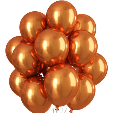 Chrome Orange Balloons 12 Inch, Double-Layered Metallic Orange Balloons, Shiny Thick Chrome Metallic Orange Latex Helium Balloons For Birthday Wedding Party Decoration Supplies