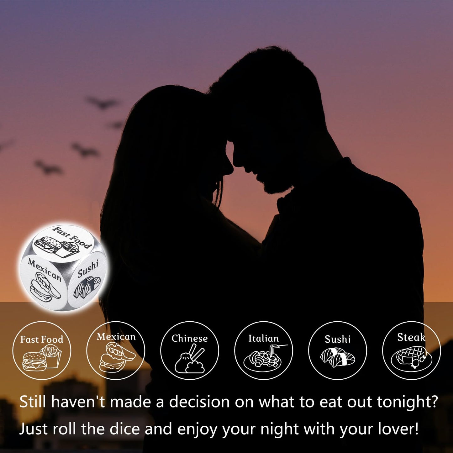 What to Eat for Dinner Dice, Food Dice, Valentines Day Gifts for Her Him Boyfriend Girlfriend, Valentine Gifts for Women Men, Va