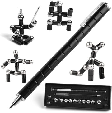 Vywmna Fidget Pen For Adults Kids,Toy Pen Decompression Magnetic Metal Pen, Desk Toys Multifunctional Deformable Magnet Writing Pen(Black)