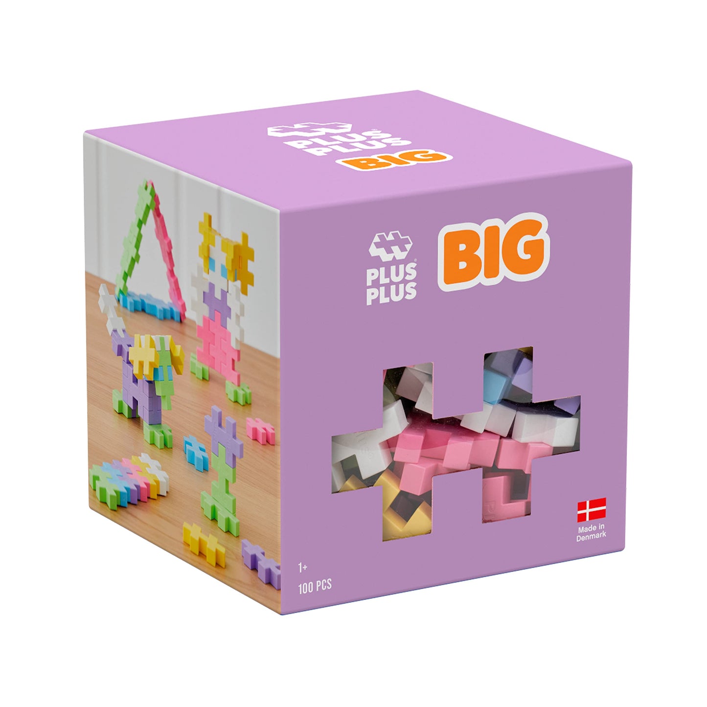 Plus Plus Big - Open Play Set - 100 Piece - Pastel Color Mix, Construction Building Stem/Steam Toy, Interlocking Large Puzzle Blocks For Toddlers And Preschool