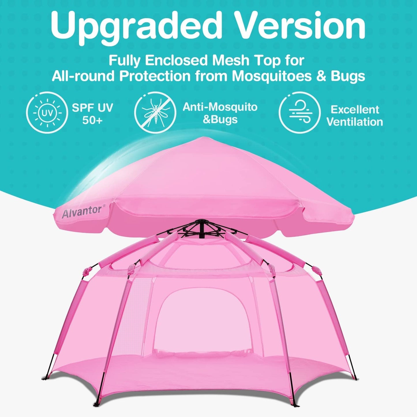 Alvantor Pop Up Playpen- 7'X7'X44   Baby Playpens Large Kids Play Tent Portable And Foldable Playpen Indoor/Outdoor Play Yard Wi