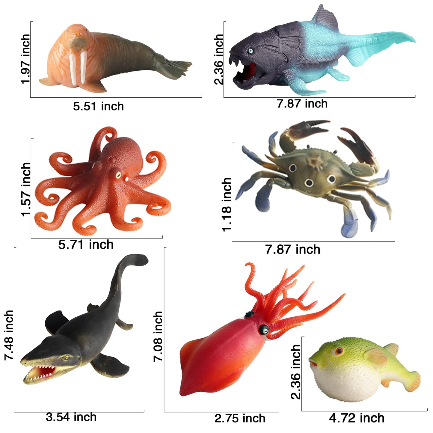 Scahow Rubber Ocean Animals Toys, Tpr Soft Stretchy Toys For Boys And Girls, Floating Bath Toys Squishy Sea Creatures For Kids
