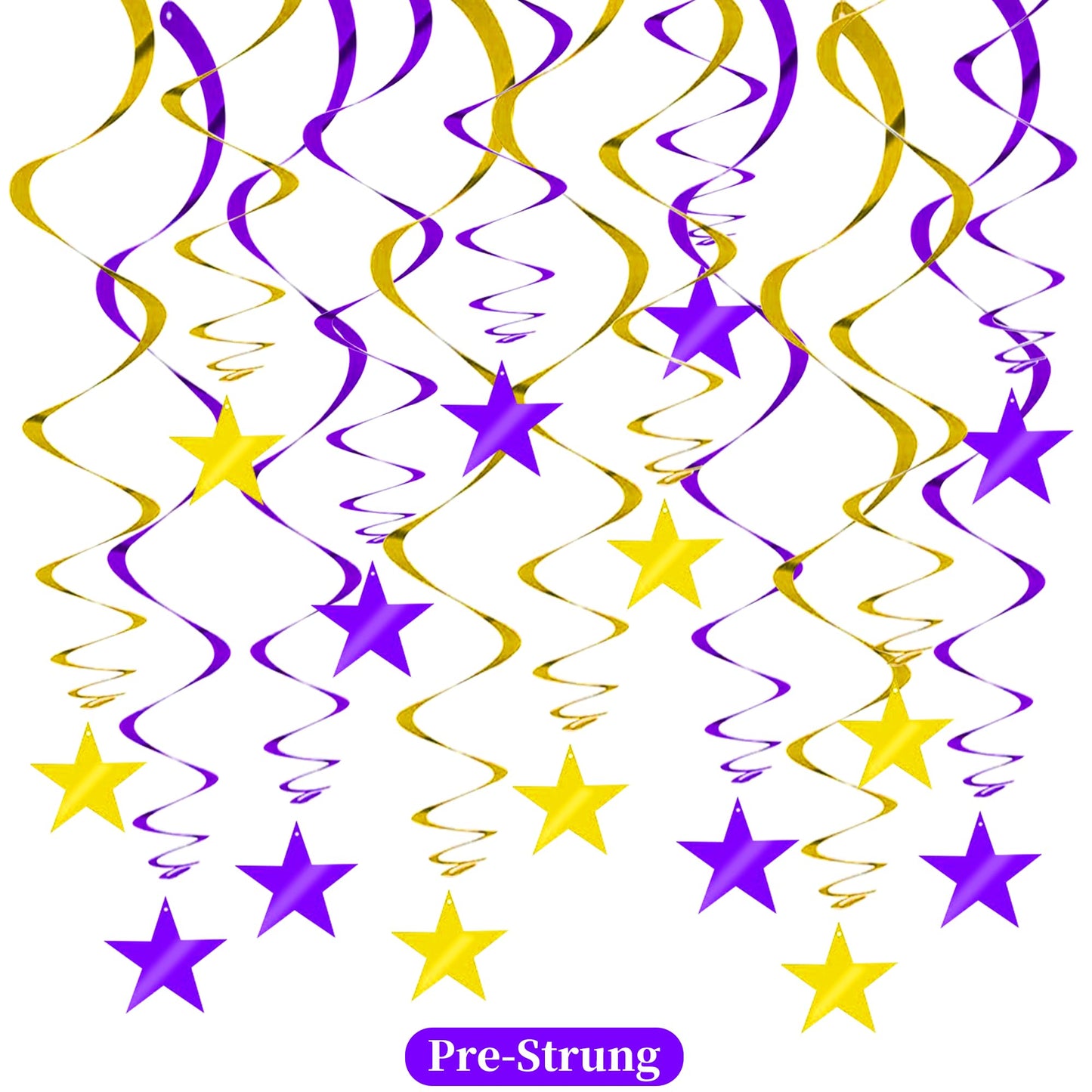 BEISHIDA Purple Gold Star Hanging Swirl Decorations, Birthday Hanging Party Supplies for Graduation Wedding Baby Shower Birthday