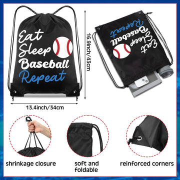 MiniInflat 96 Pcs Baseball Party Favors for Kids Include 24 Baseball Drawstring Bags, 24 Baseball Keychain, 24 Silicone Baseball