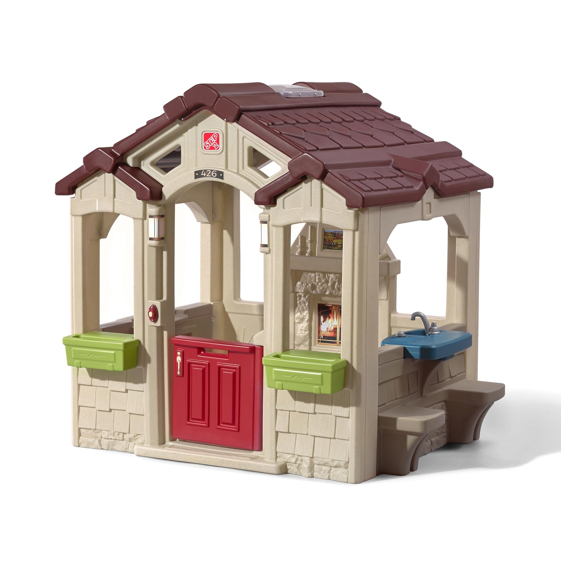 Step2 Charming Cottage Kids Playhouse, Indoor/Outdoor Playset, Interactive Play With Sounds, Made Of Durable Plastic, For Toddlers 2+ Years Old