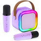 Mini Karaoke Machine For Kids, Birthday Easter Gifts Toys For Girls Boys Friends Age 3-12+, Portable Bluetooth Speaker With 2 Wireless Mics, Karafun Premium Songs Family Home Party(Purple)