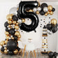 Large Black Number 5 Balloons, 40 Inch Foil Balloons, Giant Number Balloons For Women/Men Birthday Party Anniversary Celebration