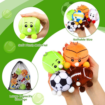 HyDren 6 Pcs Sports Party Favors Mini Stress Balls for mature-themed Kids  3.15 Inch Plush Baseball Sensory Squeeze Basketball Soccer Football Toy Gift for Stress Anxiety Relief  Themed Birthday Party Favor