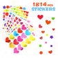 OSDUE Star Stickers for Kids, 1814 PCS 27 Sheets Assorted Coloured Shaped Mini Teacher Reward Sticky Scrapbook Stars for Arts Cr