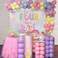 Mocsicka 4th Donut Birthday Backdrop Four Ever Sweet Donut Birthday Party Decoration Background Toddler Girl 4th Birthday Party
