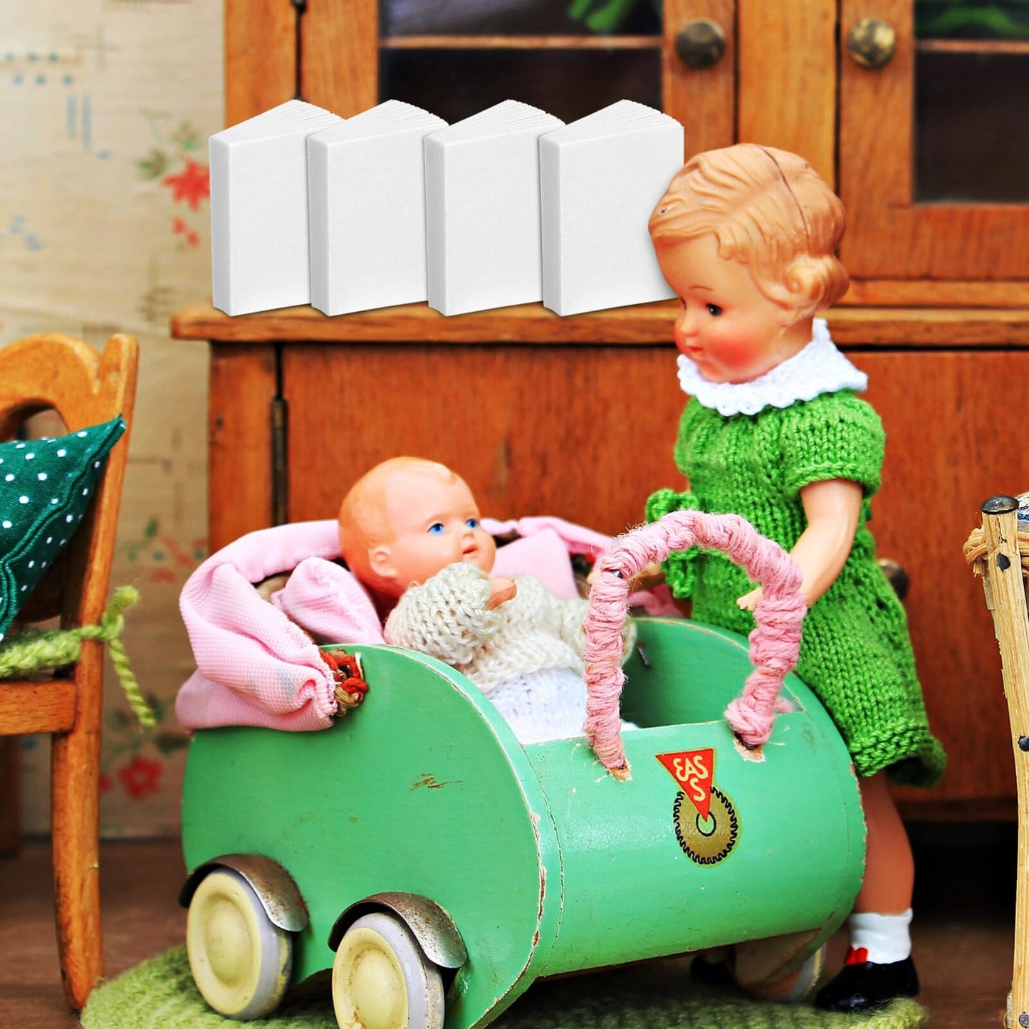 Vosarea 50Pcs Miniature White Book Dollhouse Book Models 1:12 Scale Mini Book Tiny Blank Notebook Toy Mini House Opening Books Ornament For Dollhouse Bookshelf Decoration