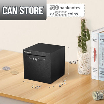 Adults Piggy Bank Must Break To Open, Unbreakable Stainless Steel Piggy Bank For Adults, Metal Savings Box For Cash Saving (Blac