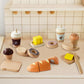 Pairpear Wooden Bakery Toy Food Playset,Kids Pretend Play Food Kitchen Accessories With Shopping Bag,Toddlers Cutting Food Gift