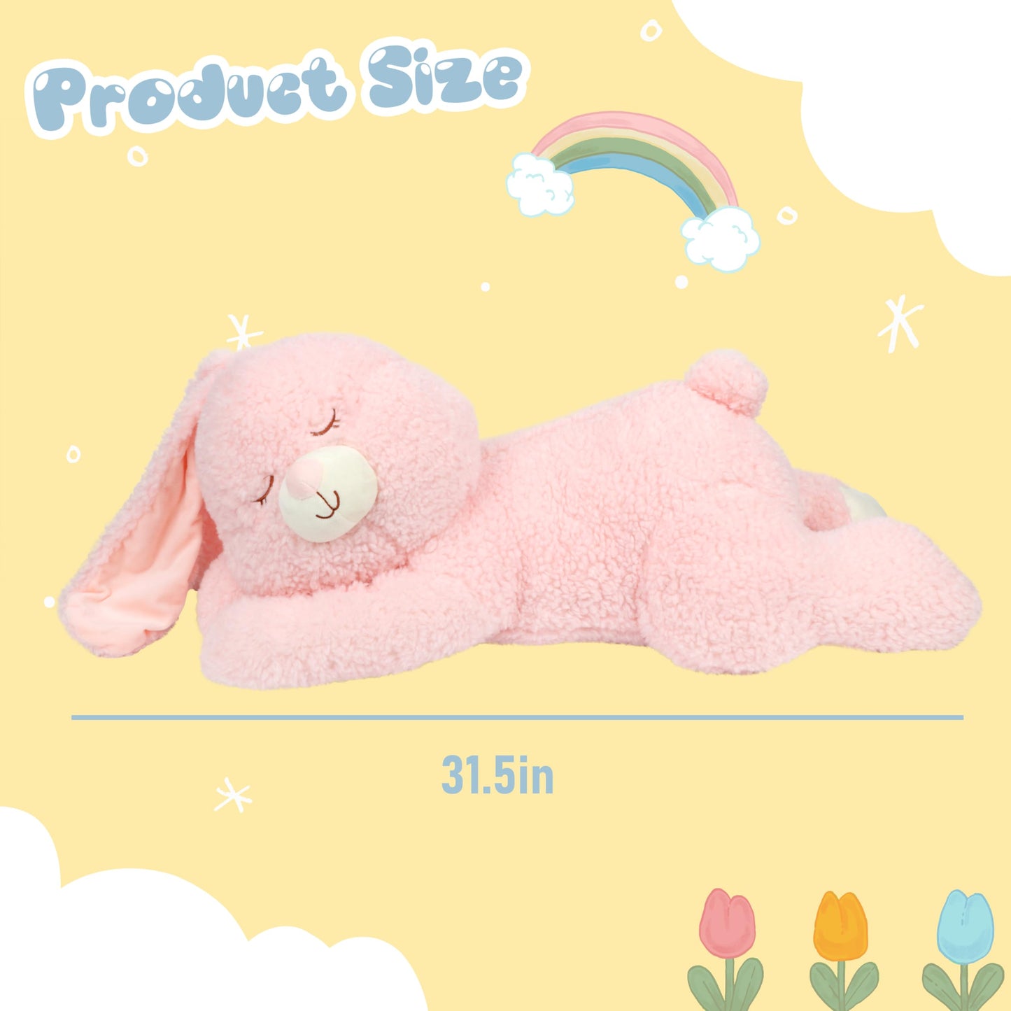 Cudhug Giant 31.5 Pink Bunny Stuffed Animal - Large Soft Plush Rabbit Toy for Kids, Perfect Easter & Birthday Gift