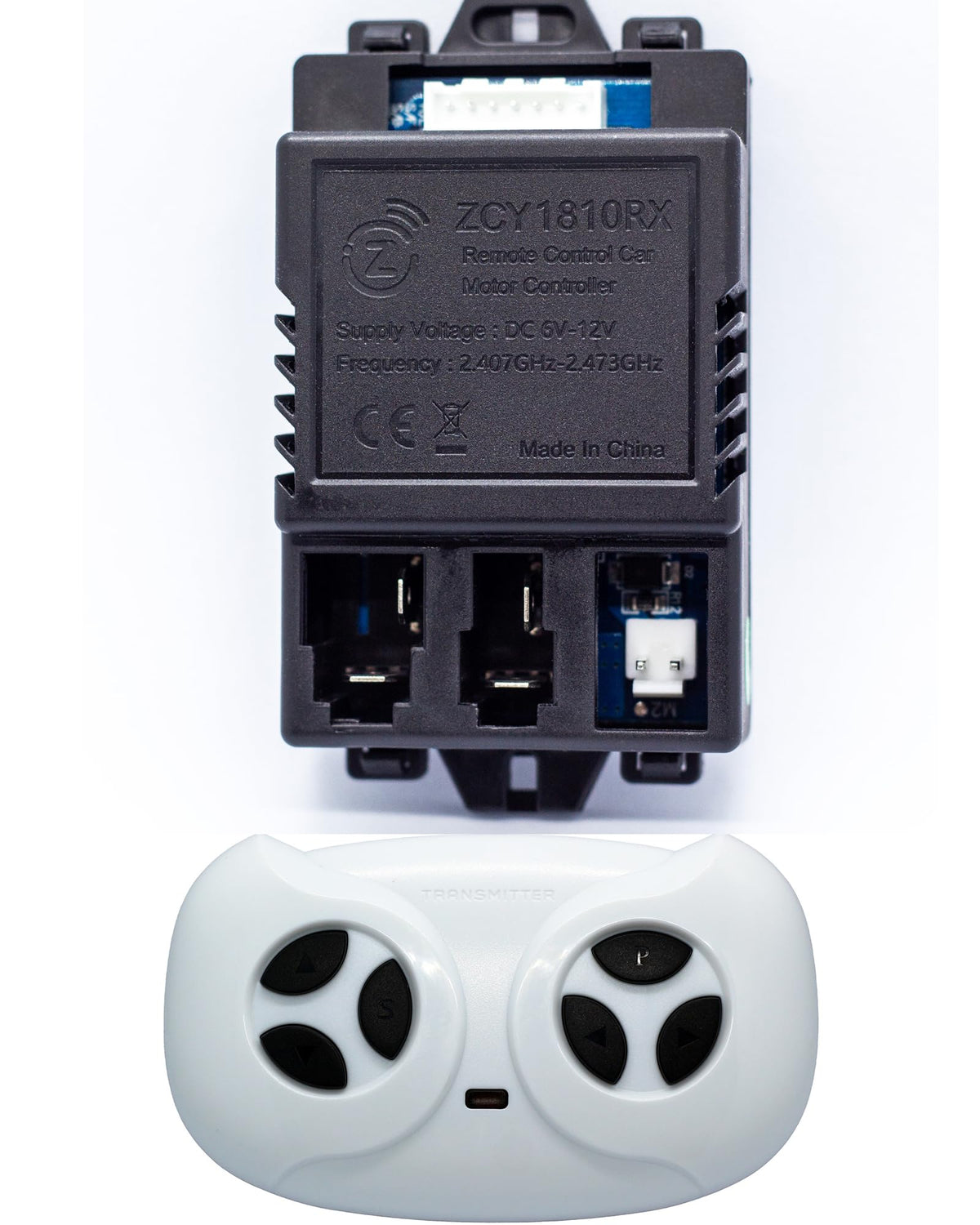 ToiCottage The White Socket is 7 pin ZCY1810RX Control Box and 2.4ghz Bluetooth Remote Control for 6V 12V Kids Ride On Toys Car 
