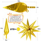 72Pcs Gold, Silver, Black Star Balloons, Big 26 Inch Star Cone Balloons, Metallic Starburst Cone Mylar Balloons, Spike Balloons