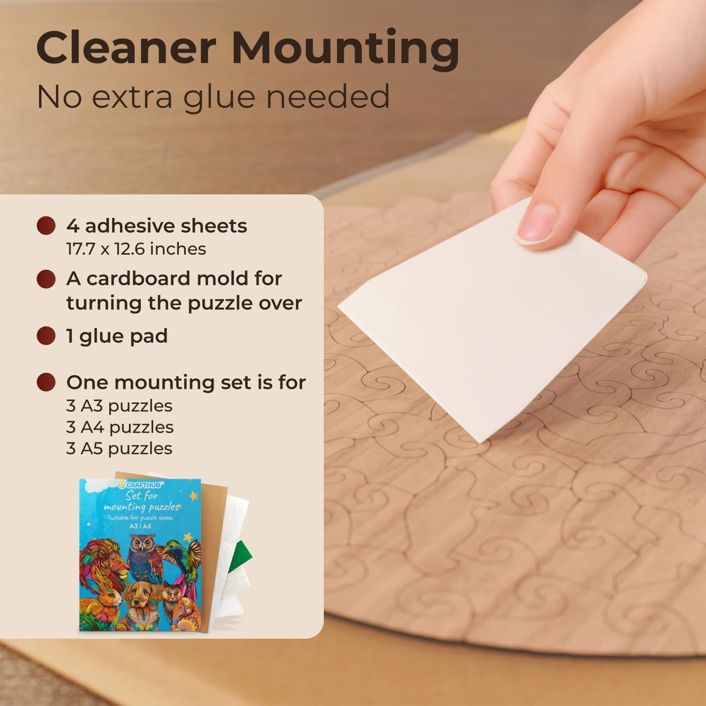 Crafthub Puzzle Saver, Wooden Jigsaw Puzzles Mounting Kit For Wall Art, Includes Adhesive Sheets To Stick Together Puzzle Pieces