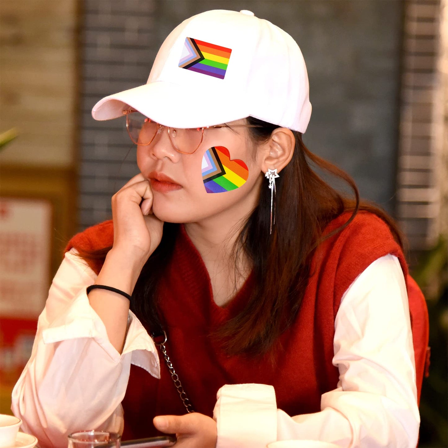 Jmkcoz 1000 Pcs Gay Pride Stickers Rainbow Progress Pride Heart Shaped Roll Tape Lgbt Sticker For Pride Parades Festival Party Decoration Mardi Gras Events