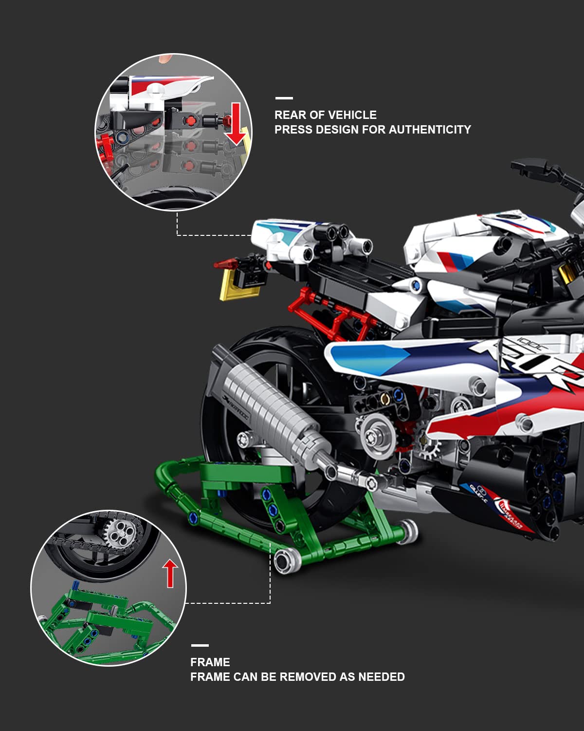 dOvOb Motorcycle 1000 RR Model Building Blocks Set - 912 Pieces, Large Plastic MOC Toys for Kids and Adults