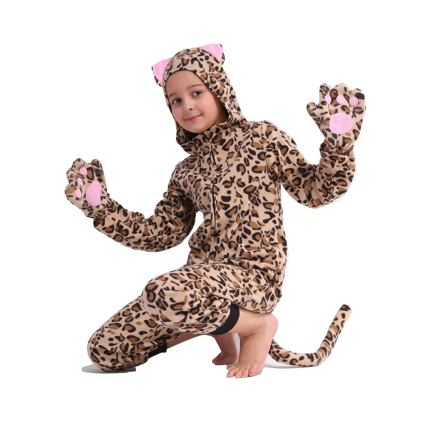 Wizland Leopard Costume For Kids One Piece Cheetah Costume Kids Cheetah Costume Cat Onesie Cheetah Onesie Kids 4-6