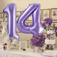 40 Inch Number Balloons 14, Purple Helium Foil Number 14 Balloons, Large Number Balloon Age Balloon For Boys Girls Birthday Part